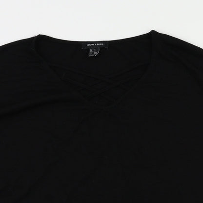 Womens UK Size S New Look Black Basic T-Shirt