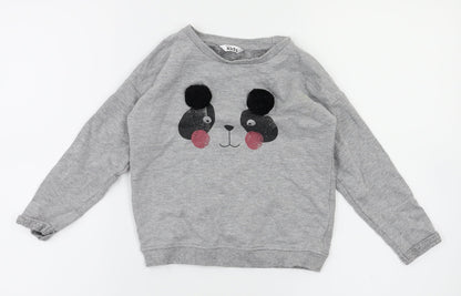 M&Co Girls Grey Animal Print  Pullover Jumper Size 4-5 Years