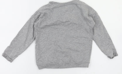 M&Co Girls Grey Animal Print  Pullover Jumper Size 4-5 Years