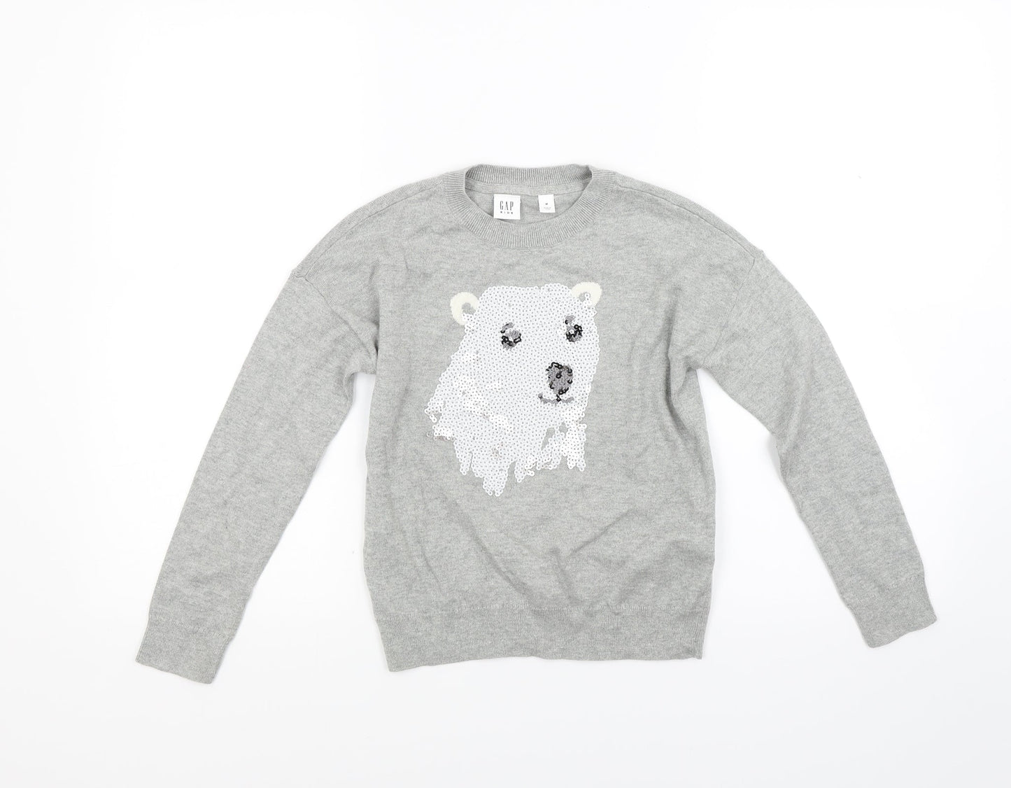 Gap Girls Grey  Knit Pullover Jumper Size M  - Polar bear
