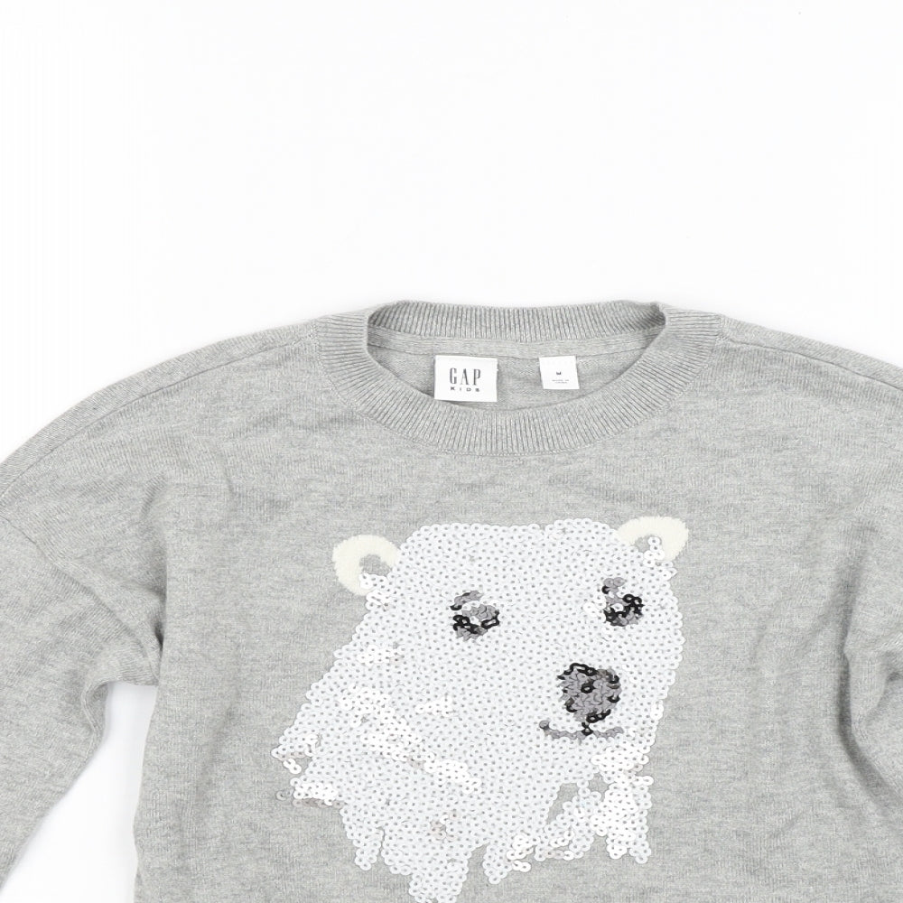 Gap Girls Grey  Knit Pullover Jumper Size M  - Polar bear