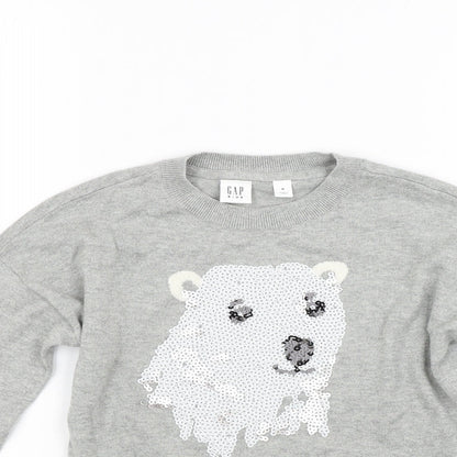 Gap Girls Grey  Knit Pullover Jumper Size M  - Polar bear