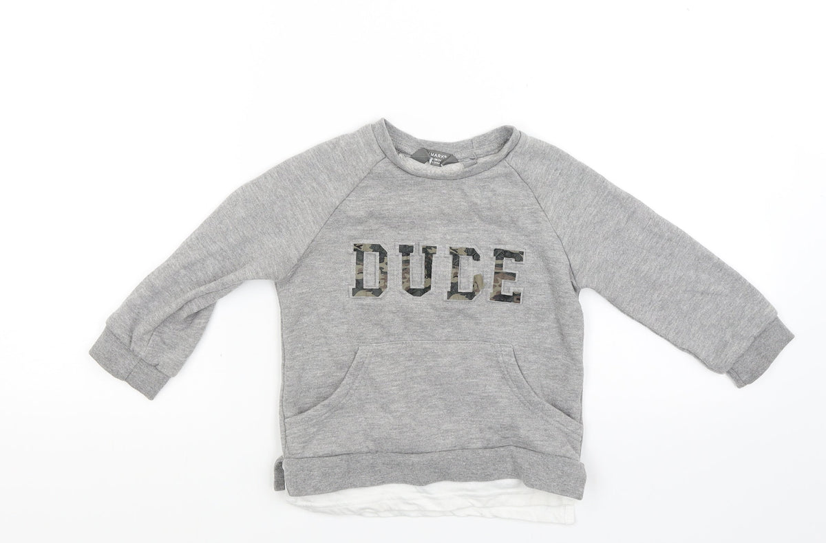 Primark Boys Grey   Pullover Sweatshirt Size 2-3 Years  - Dude