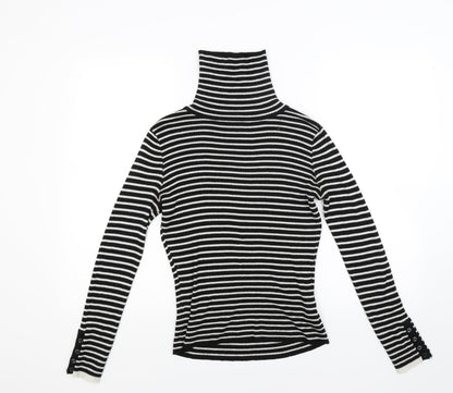 New Look Womens Black Striped Knit Pullover Jumper Size 10
