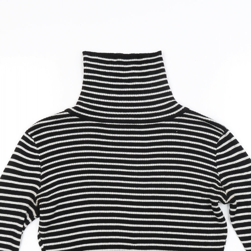 New Look Womens Black Striped Knit Pullover Jumper Size 10