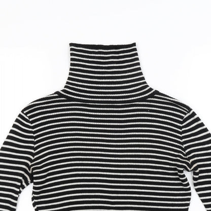 New Look Womens Black Striped Knit Pullover Jumper Size 10