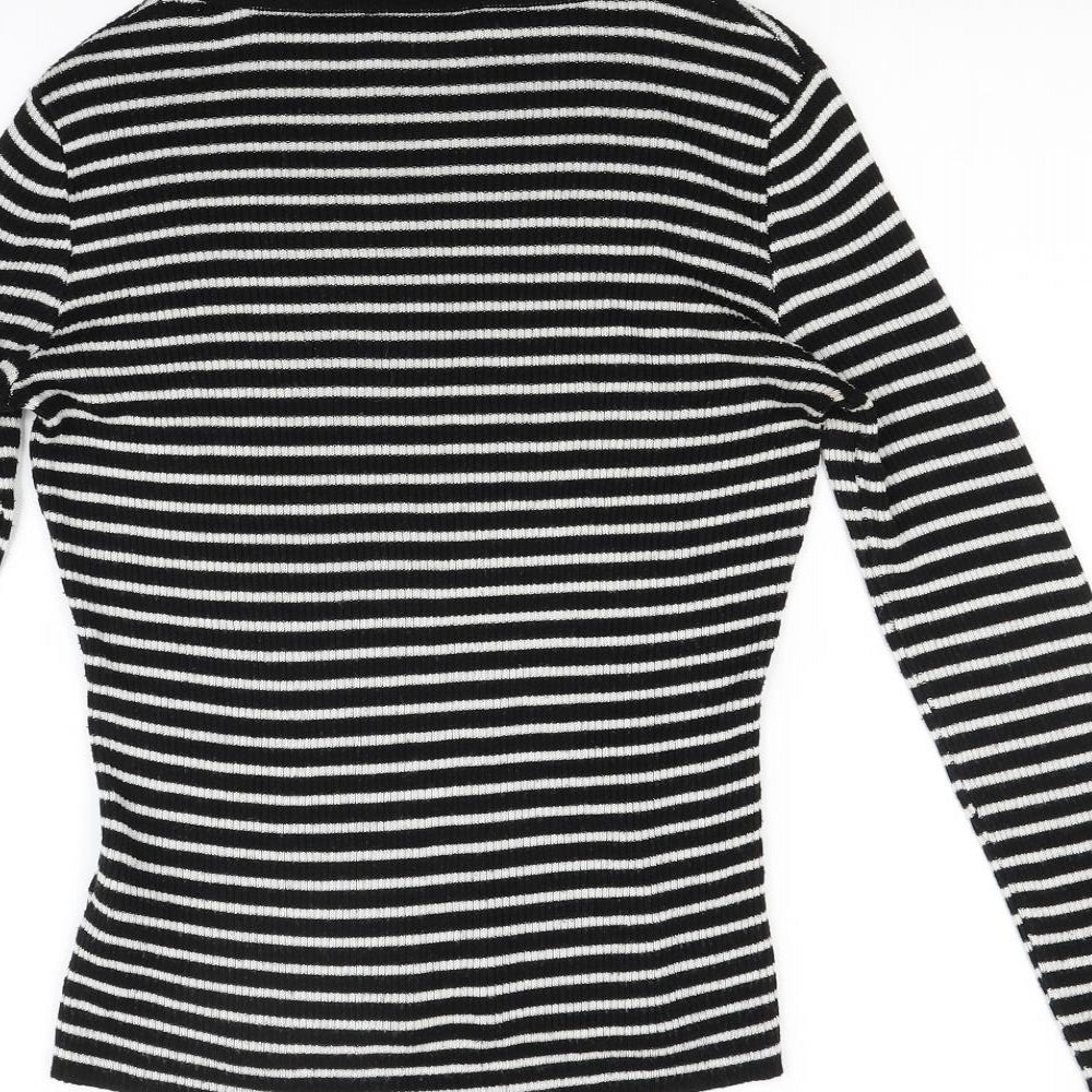New Look Womens Black Striped Knit Pullover Jumper Size 10