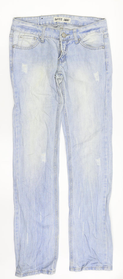 Miss Anna Womens Blue  Denim Straight Jeans Size 36 in L32 in