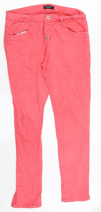 Pepper Womens Pink   Chino Trousers Size 14 L30 in