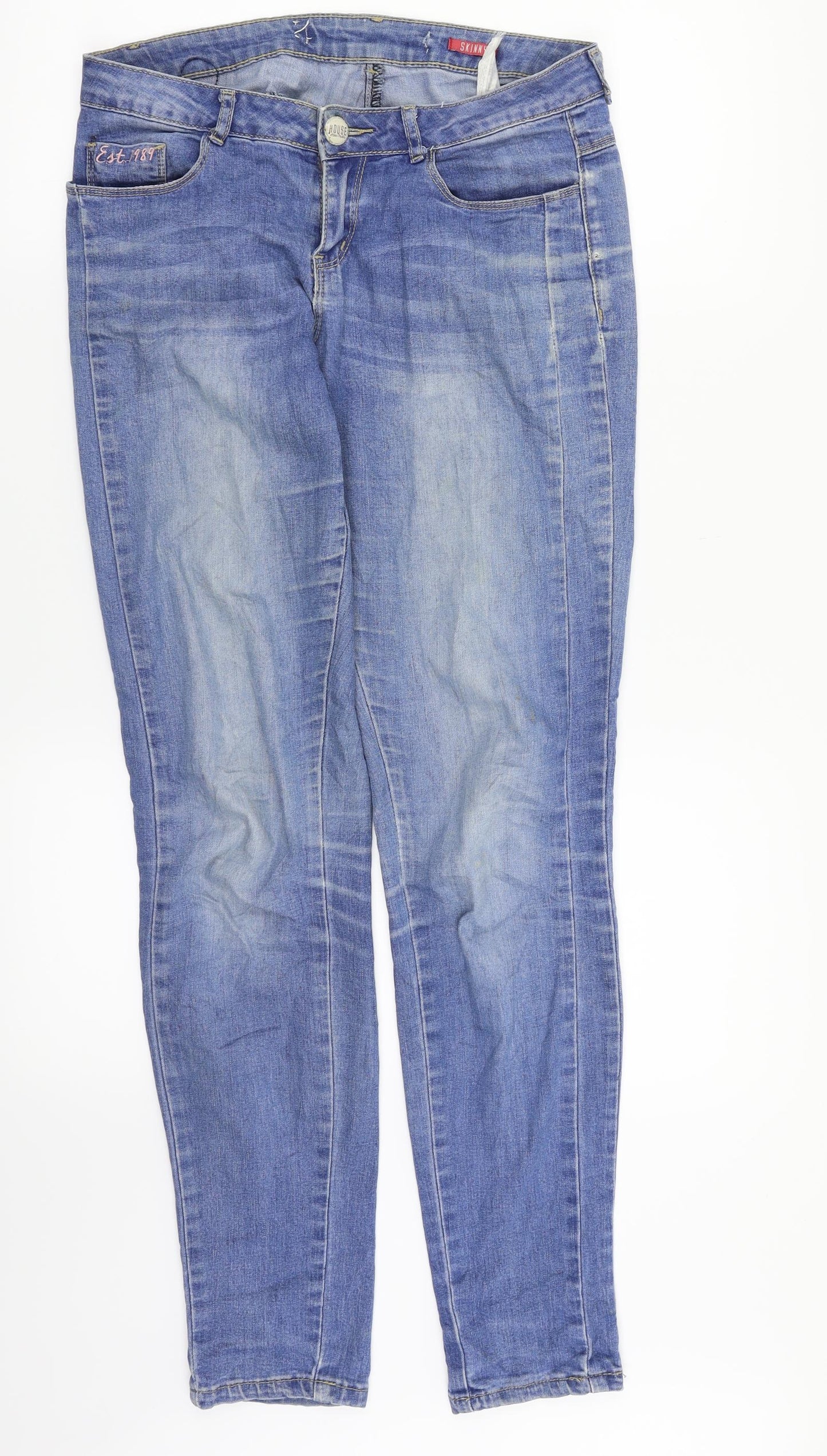 Womens UK Size 8 House Regular Fit Skinny Blue Jeans