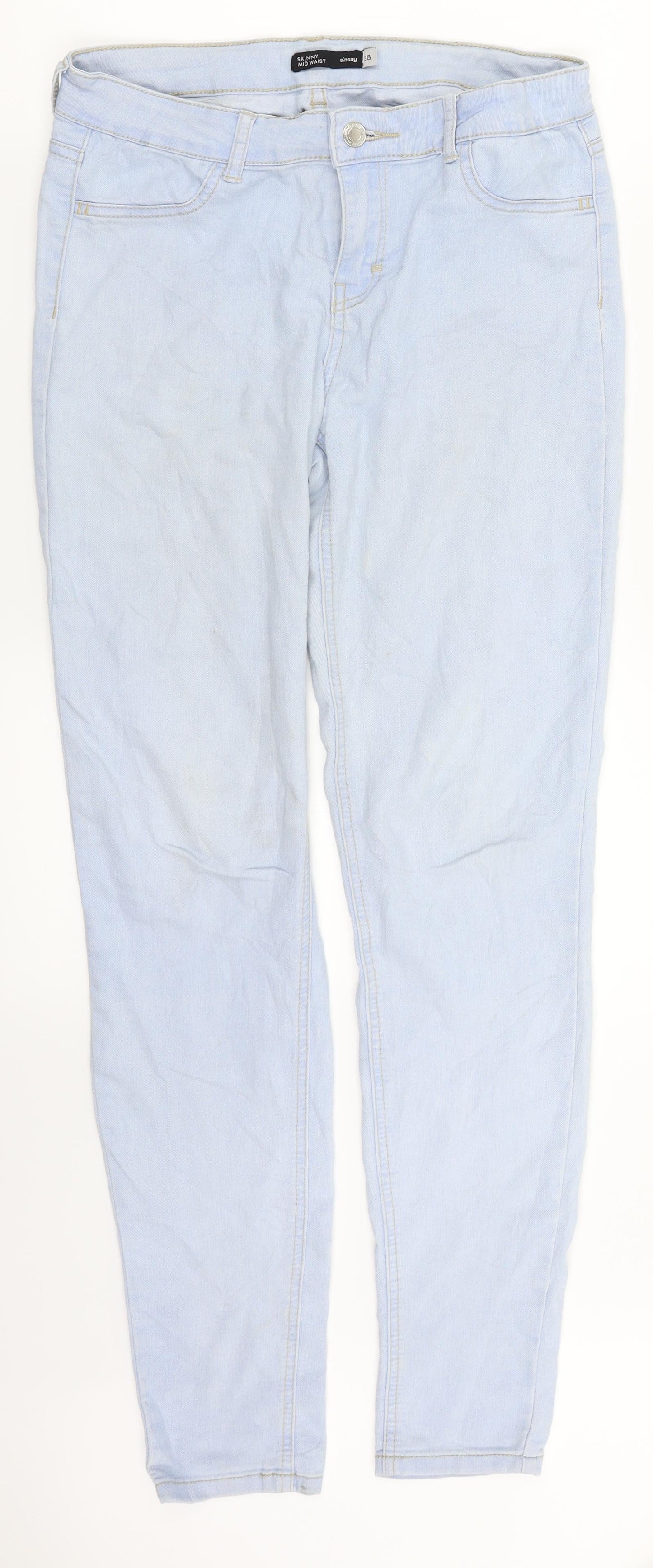 Womens UK Size 10 Sinsay Regular Fit Skinny Blue Jeans