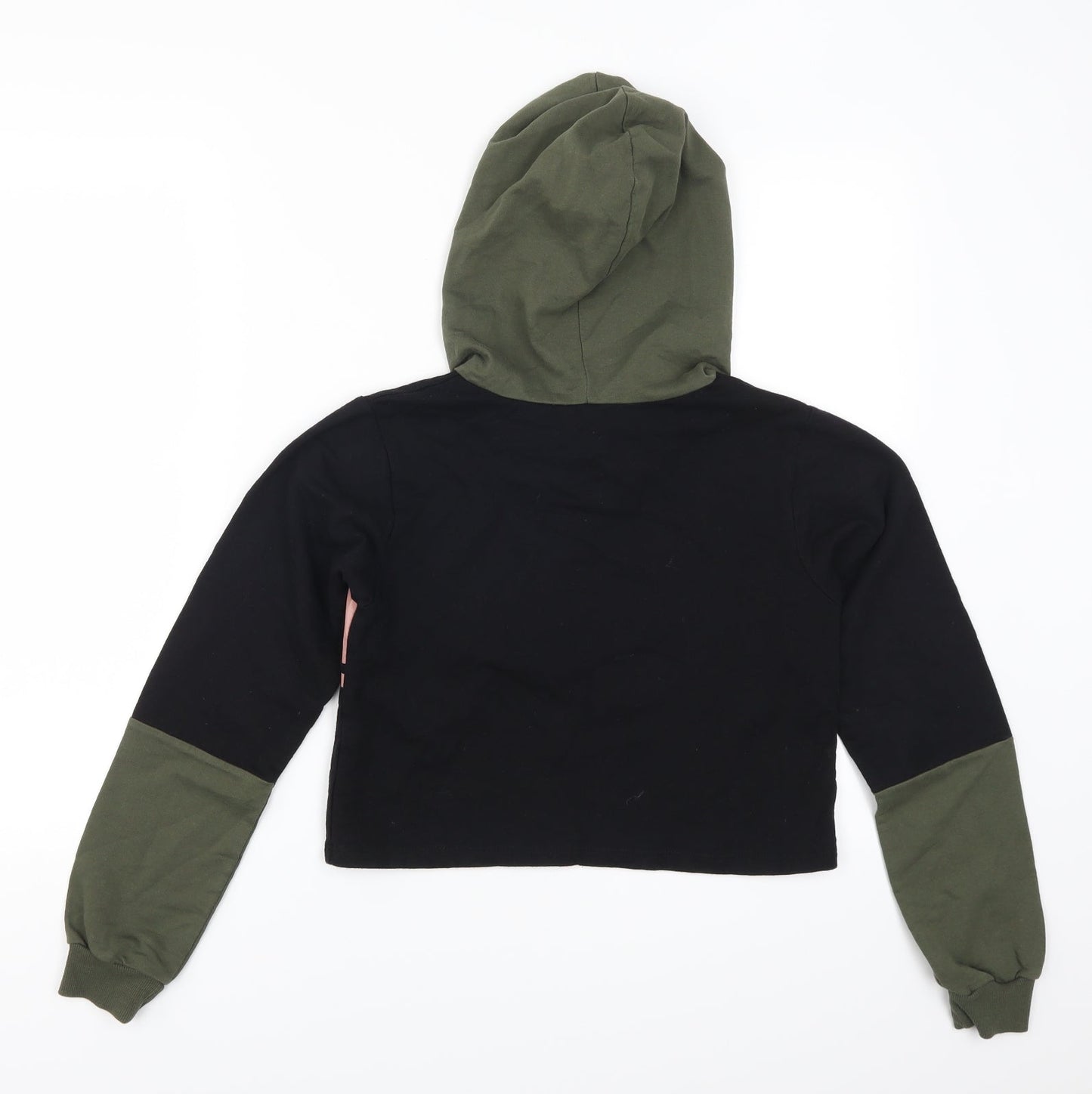 Slect Womens Black Colourblock  Pullover Hoodie Size 6  - Downtown Brooklyn Babe Pink and Green