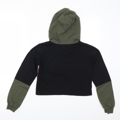 Slect Womens Black Colourblock  Pullover Hoodie Size 6  - Downtown Brooklyn Babe Pink and Green