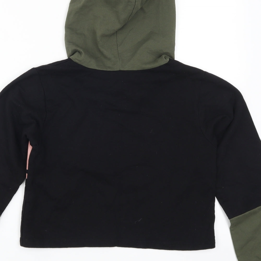 Slect Womens Black Colourblock  Pullover Hoodie Size 6  - Downtown Brooklyn Babe Pink and Green