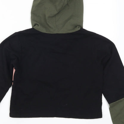 Slect Womens Black Colourblock  Pullover Hoodie Size 6  - Downtown Brooklyn Babe Pink and Green