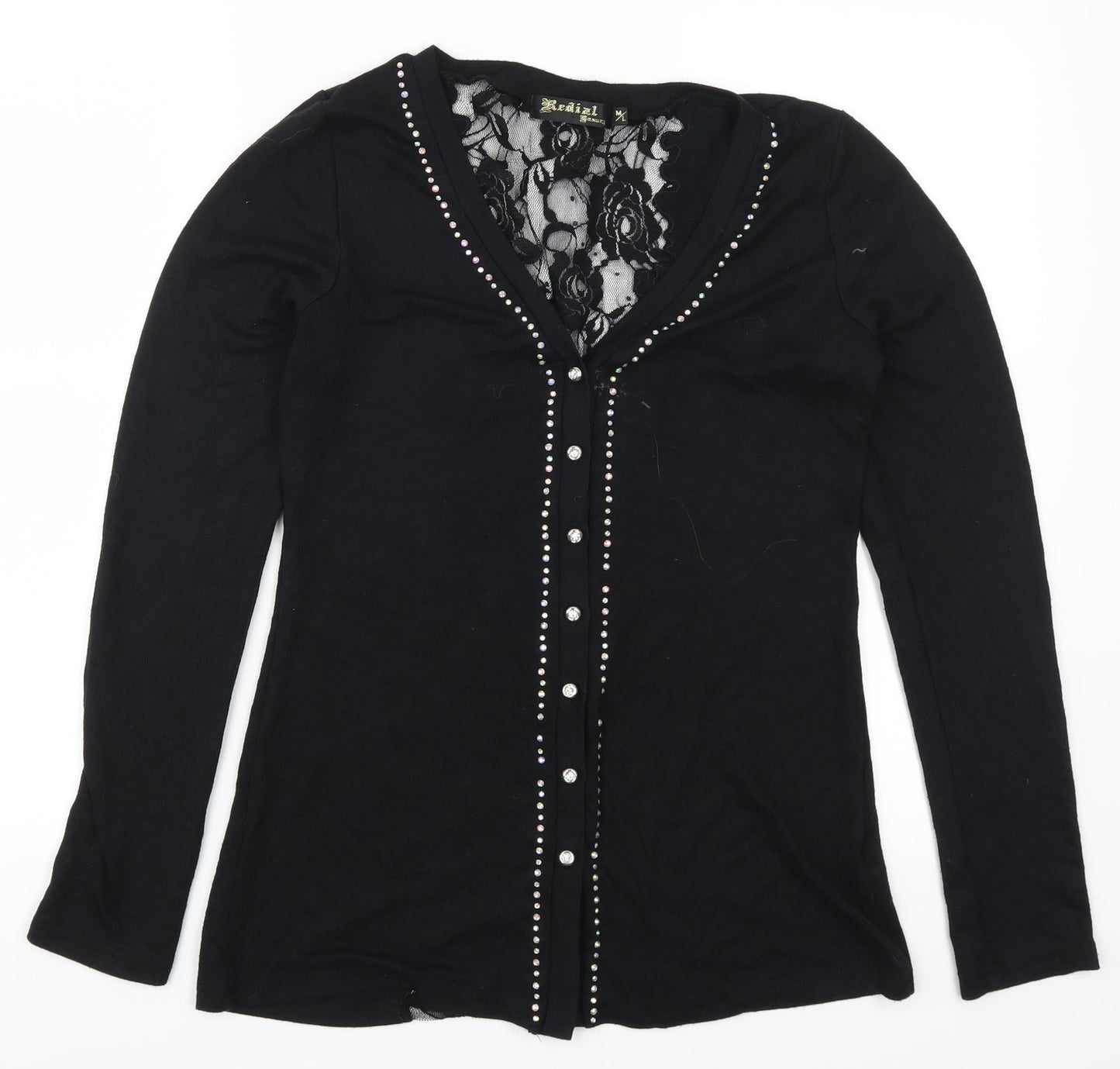 Redail Womens Black  Lace Cardigan Jumper Size M