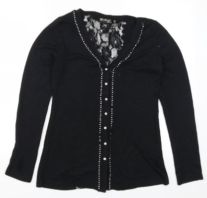 Redail Womens Black  Lace Cardigan Jumper Size M