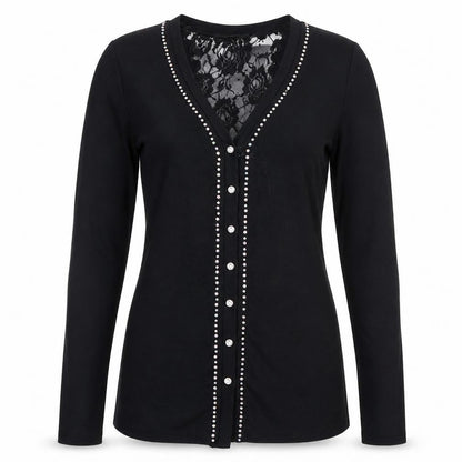 Redail Womens Black  Lace Cardigan Jumper Size M