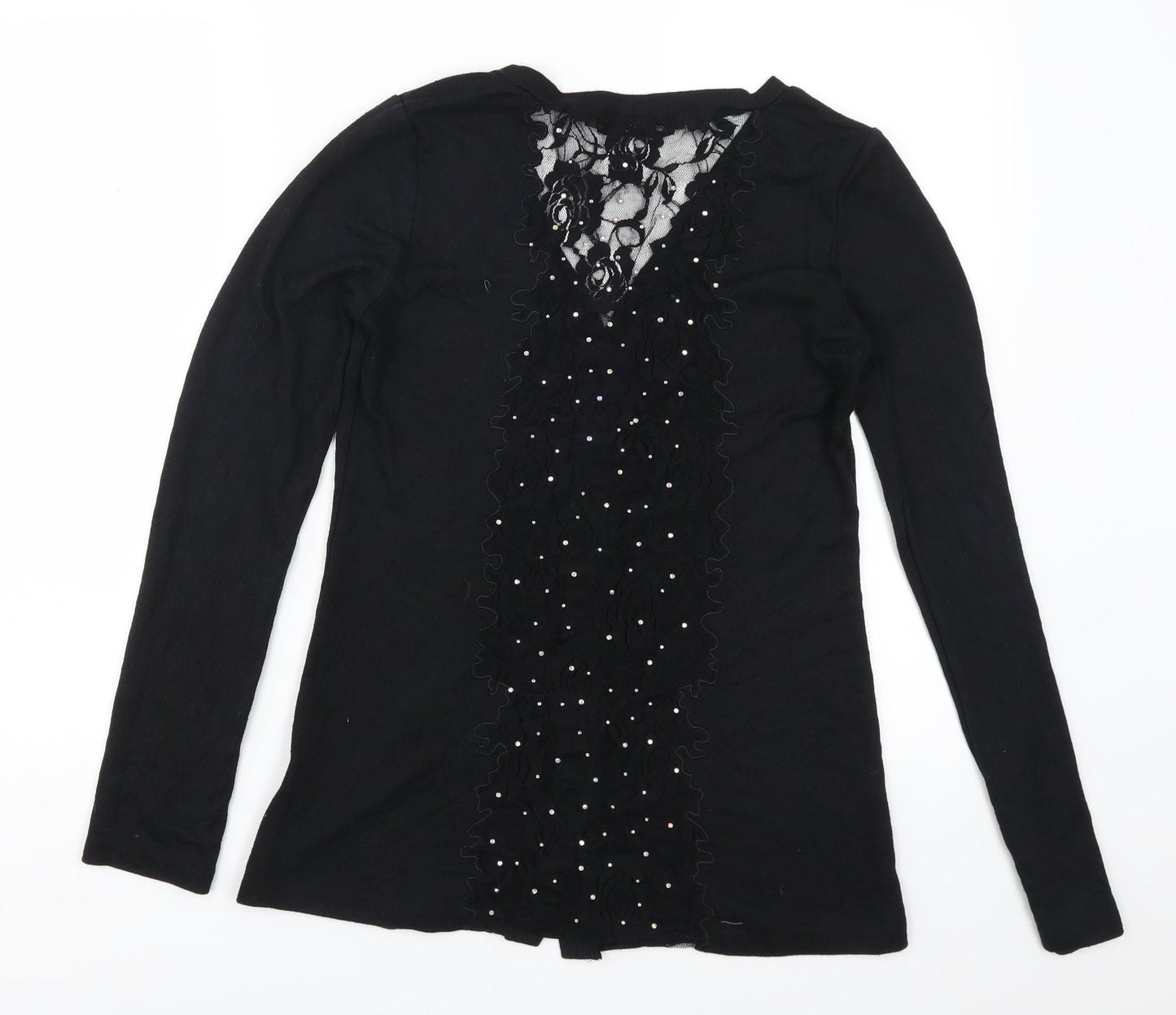 Redail Womens Black  Lace Cardigan Jumper Size M