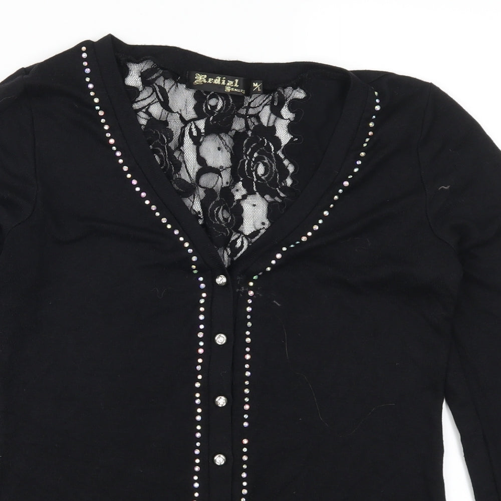 Redail Womens Black  Lace Cardigan Jumper Size M