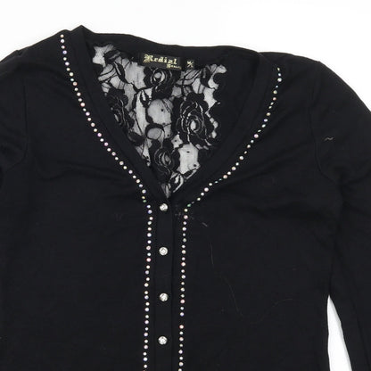 Redail Womens Black  Lace Cardigan Jumper Size M