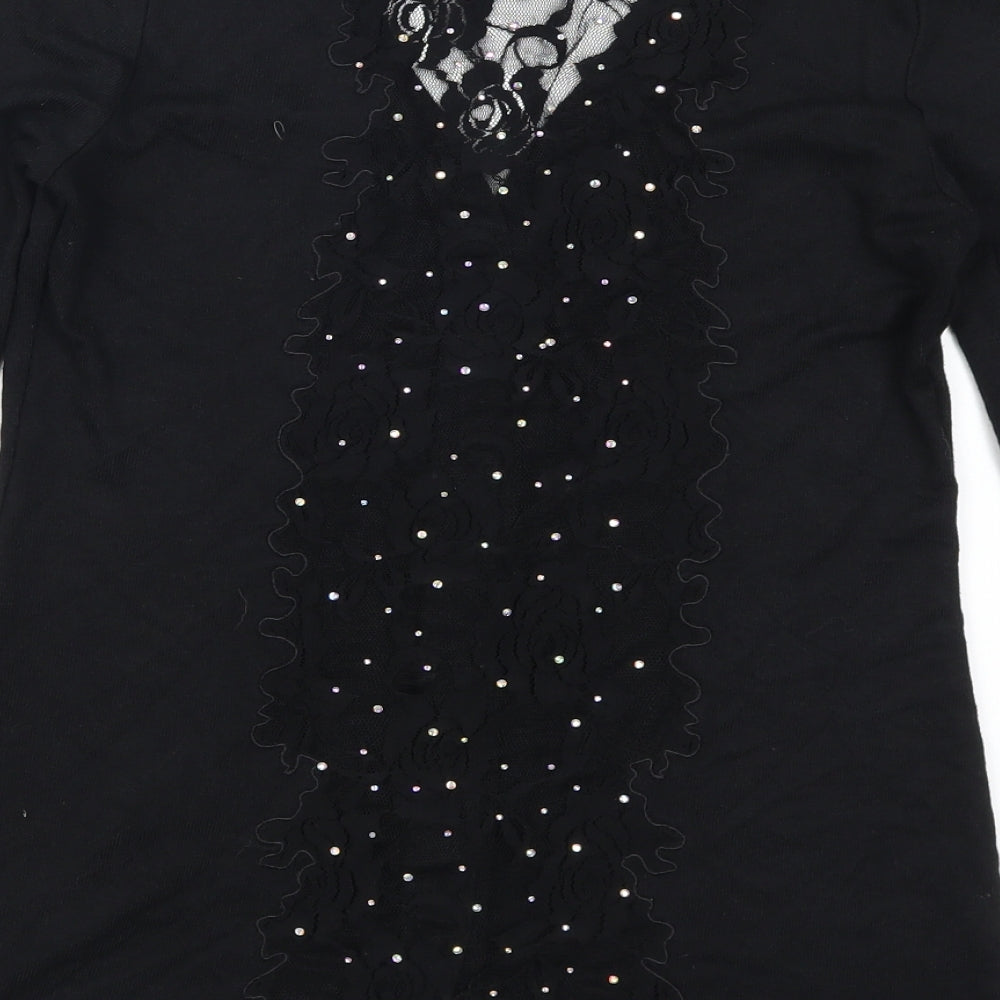 Redail Womens Black  Lace Cardigan Jumper Size M