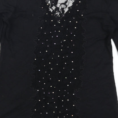 Redail Womens Black  Lace Cardigan Jumper Size M