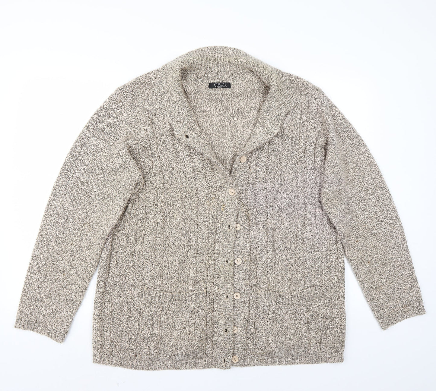 BM Womens Beige   Cardigan Jumper Size L