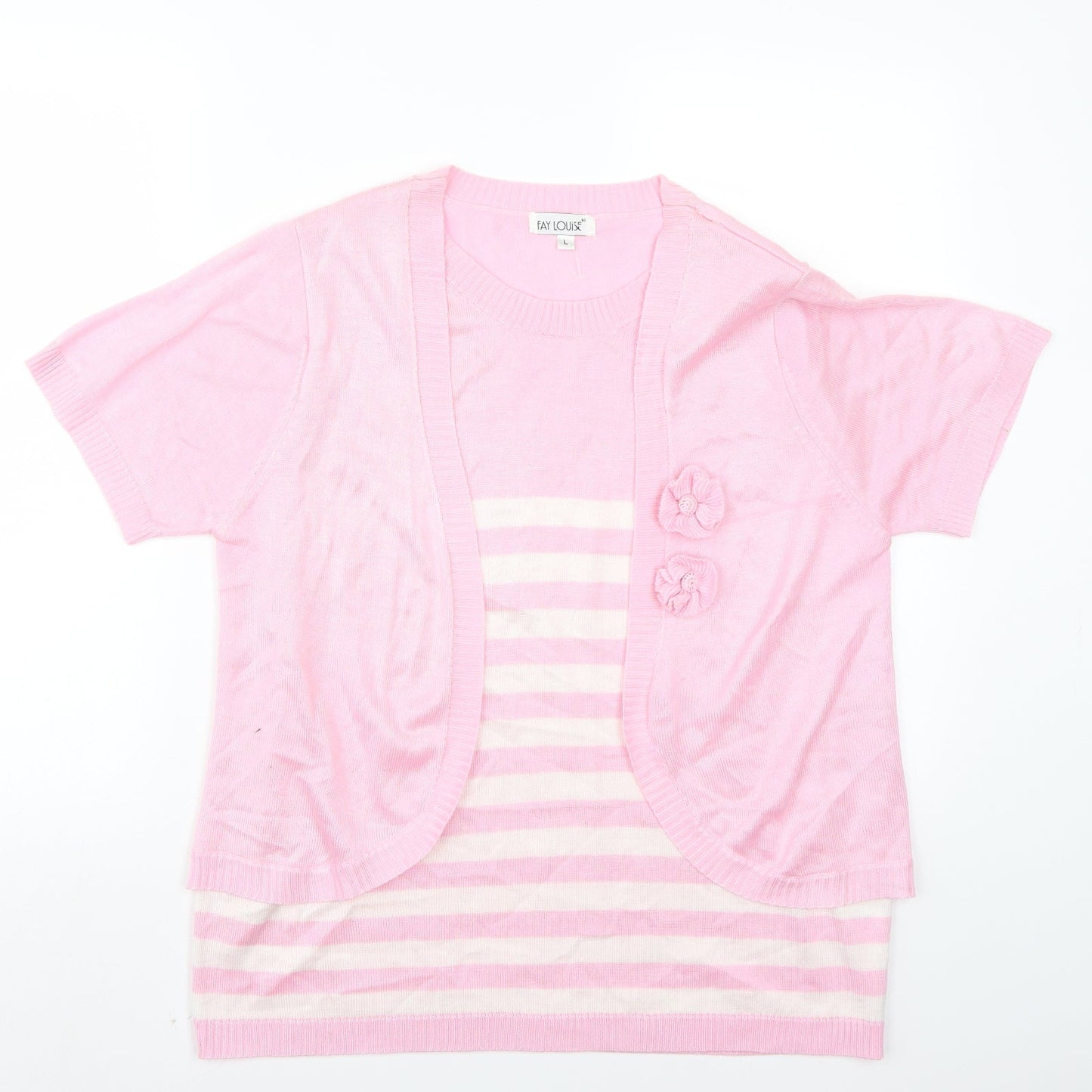 Womens UK Size L Fay Louise Pink Basic T-Shirt