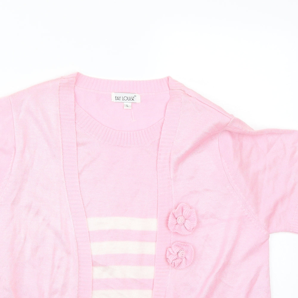 Womens UK Size L Fay Louise Pink Basic T-Shirt