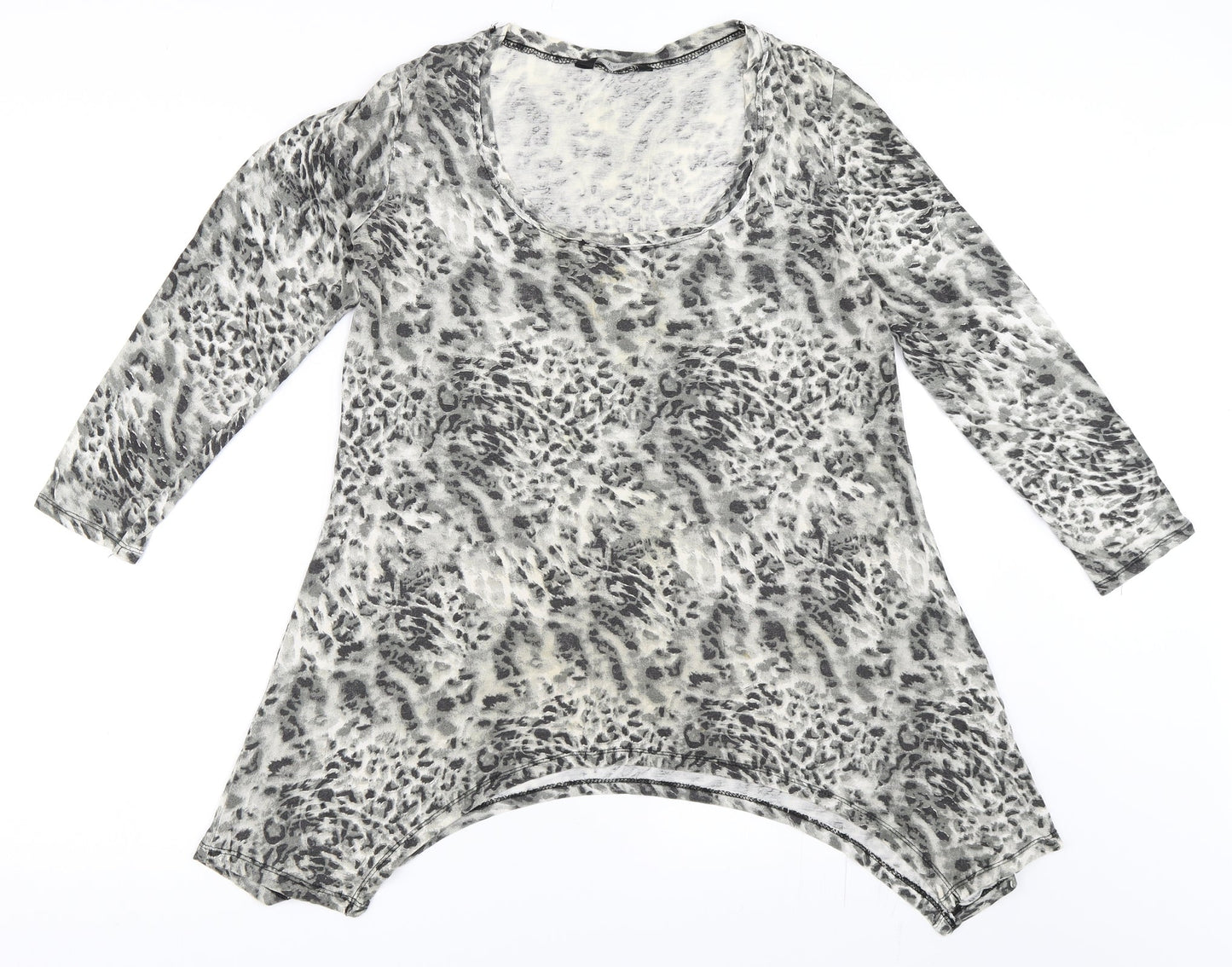 F&F Womens Grey Animal Print  Basic T-Shirt Size 16