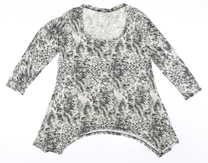 F&F Womens Grey Animal Print  Basic T-Shirt Size 16