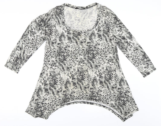 F&F Womens Grey Animal Print  Basic T-Shirt Size 16