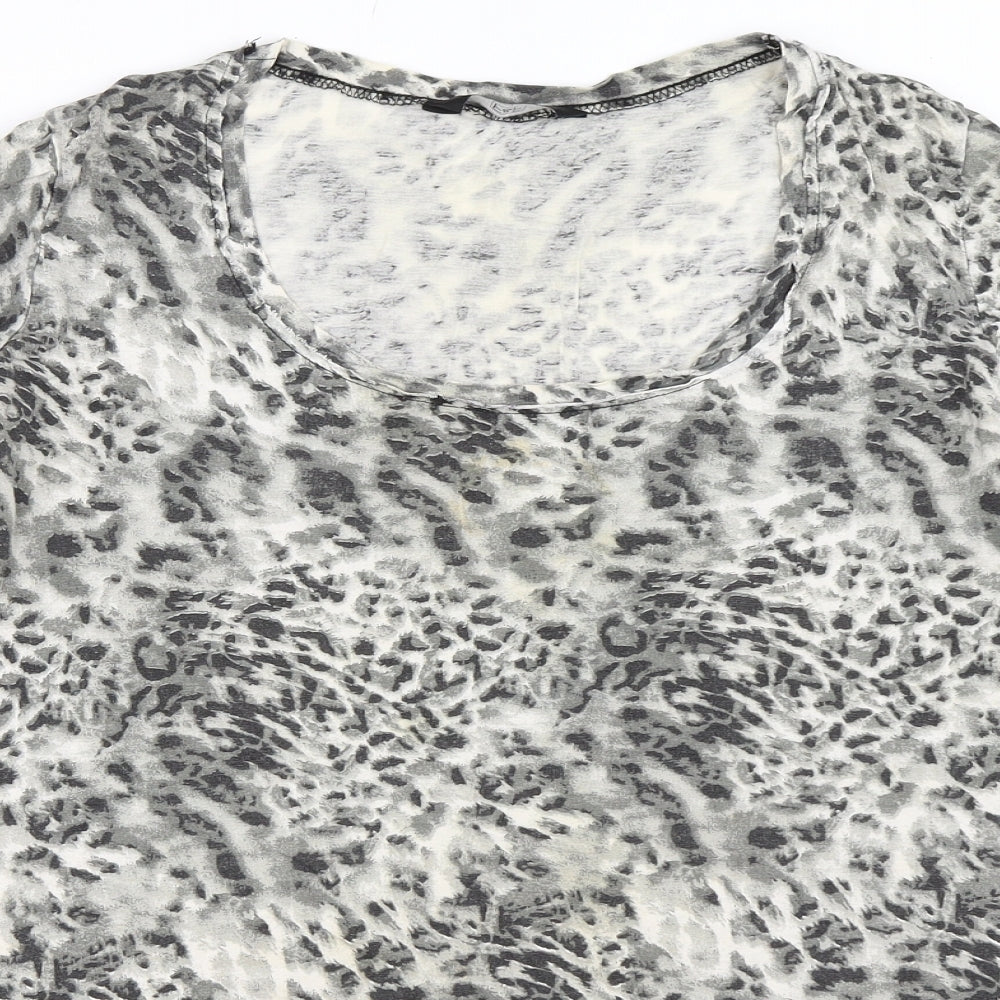 F&F Womens Grey Animal Print  Basic T-Shirt Size 16