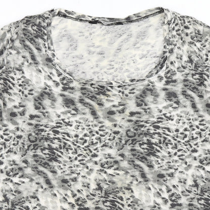 F&F Womens Grey Animal Print  Basic T-Shirt Size 16