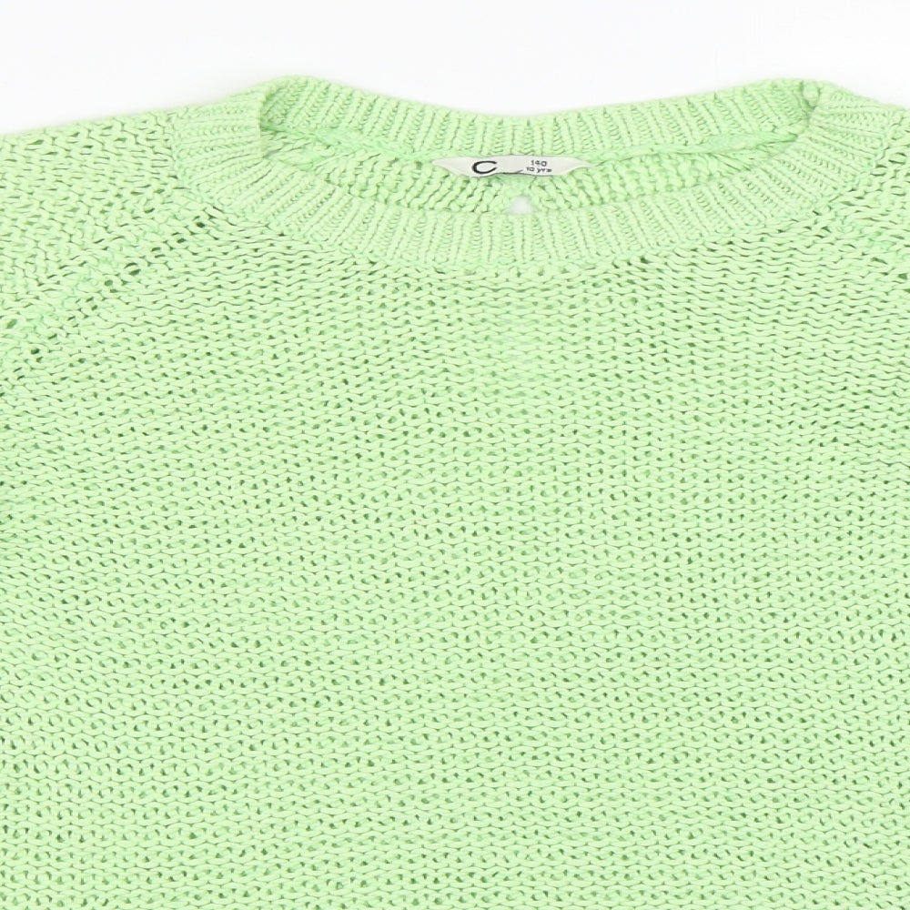 Preworn Girls Green   Pullover Jumper Size 10 Years