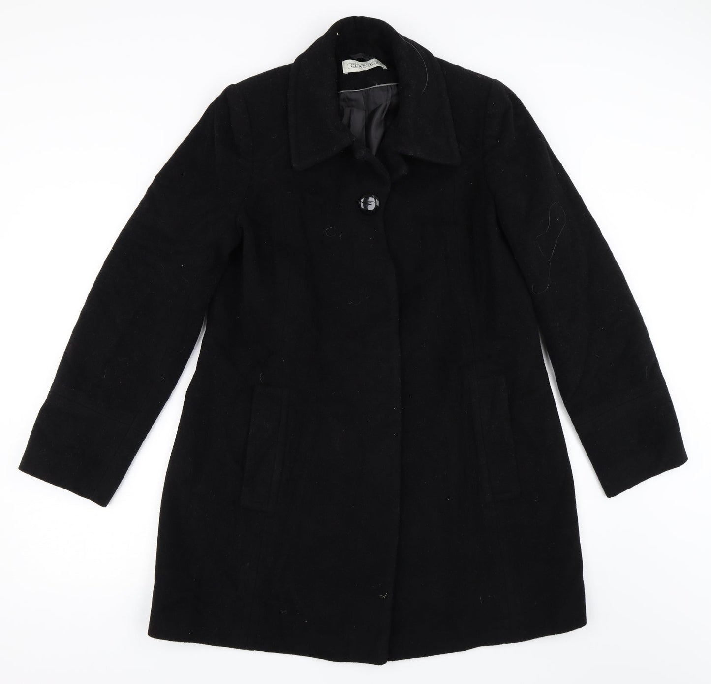 Womens UK Size 14 BHS Black Overcoat