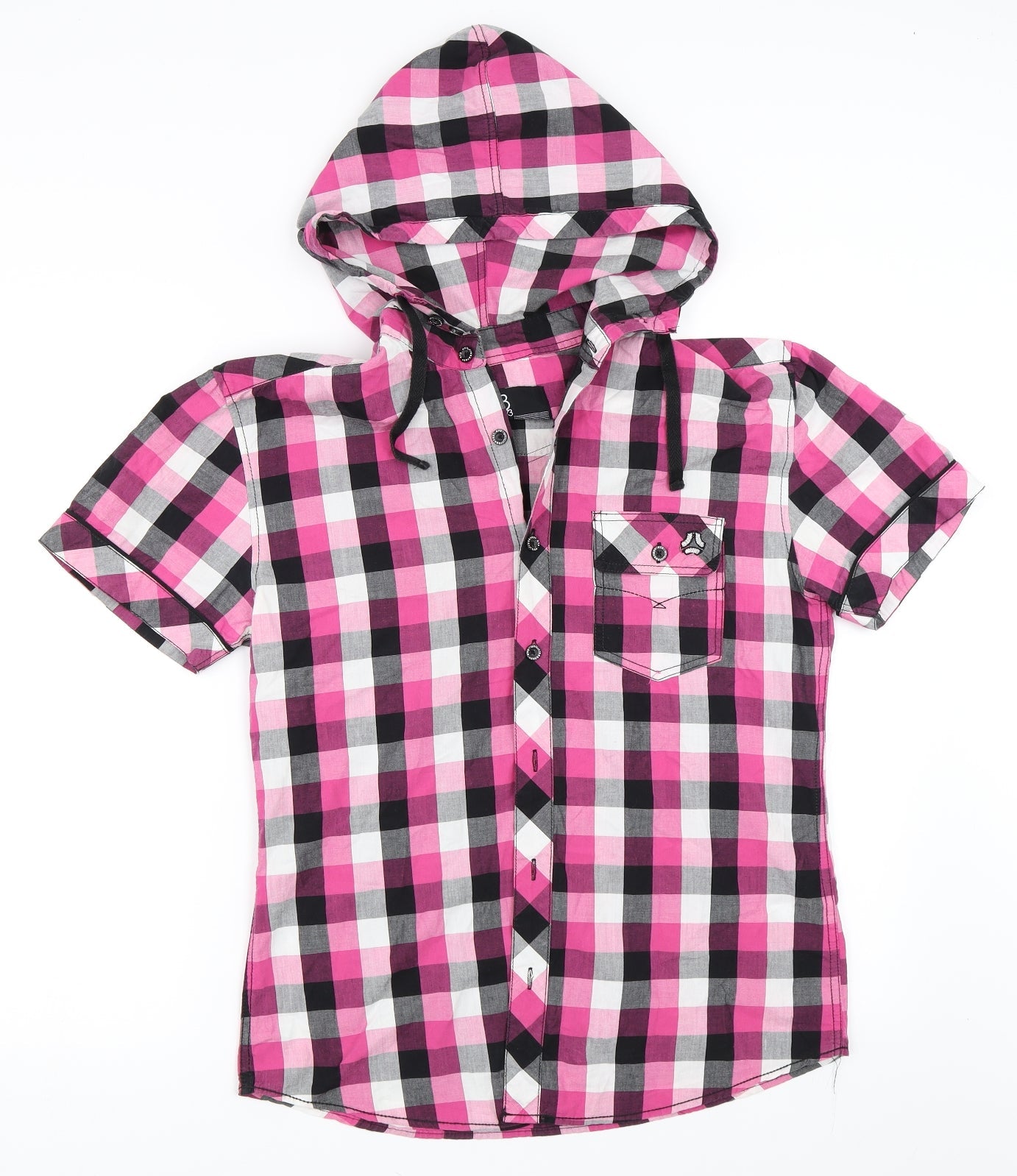 Mens UK Size S Denim73 Pink  Button-Up Short Sleeve Casual Shirt