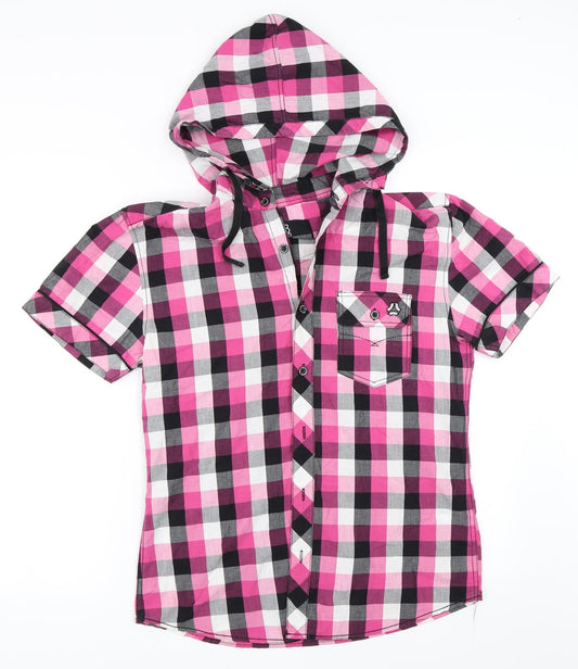 Mens UK Size S Denim73 Pink  Button-Up Short Sleeve Casual Shirt