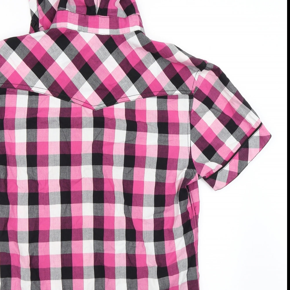 Mens UK Size S Denim73 Pink  Button-Up Short Sleeve Casual Shirt