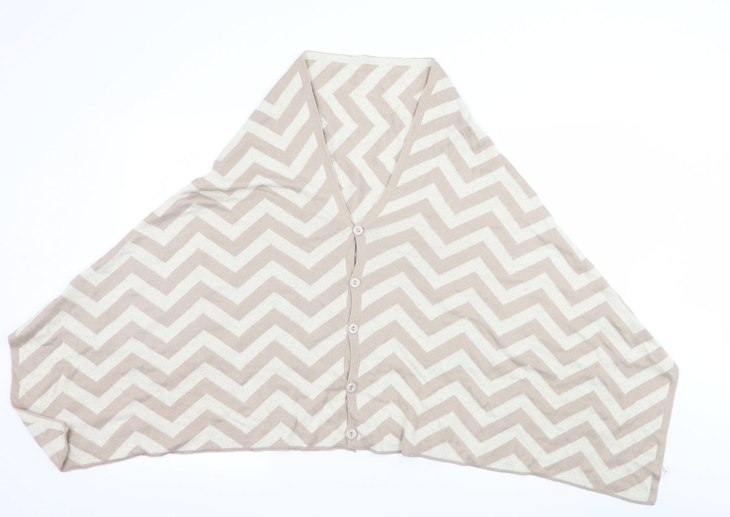 Preworn Womens Beige Striped Knit Pullover Jumper One Size  - Poncho