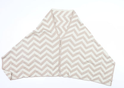 Preworn Womens Beige Striped Knit Pullover Jumper One Size  - Poncho