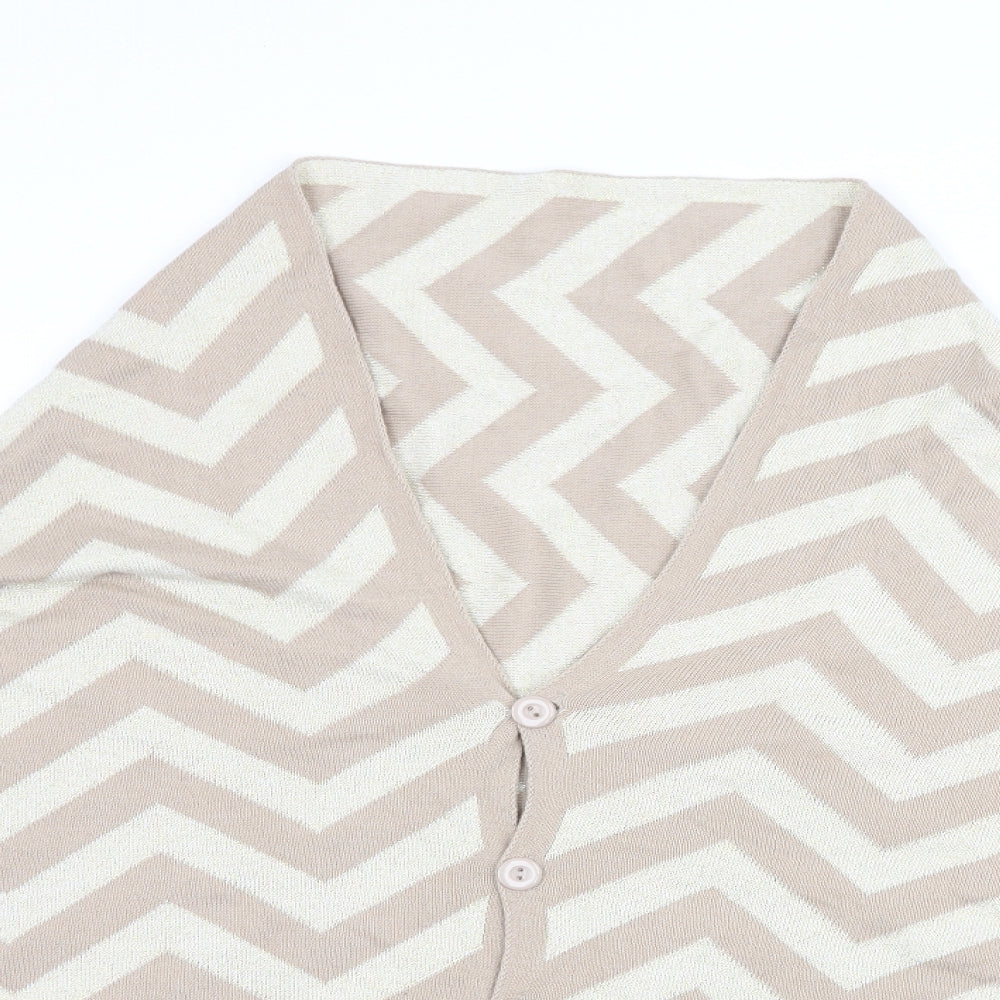 Preworn Womens Beige Striped Knit Pullover Jumper One Size  - Poncho