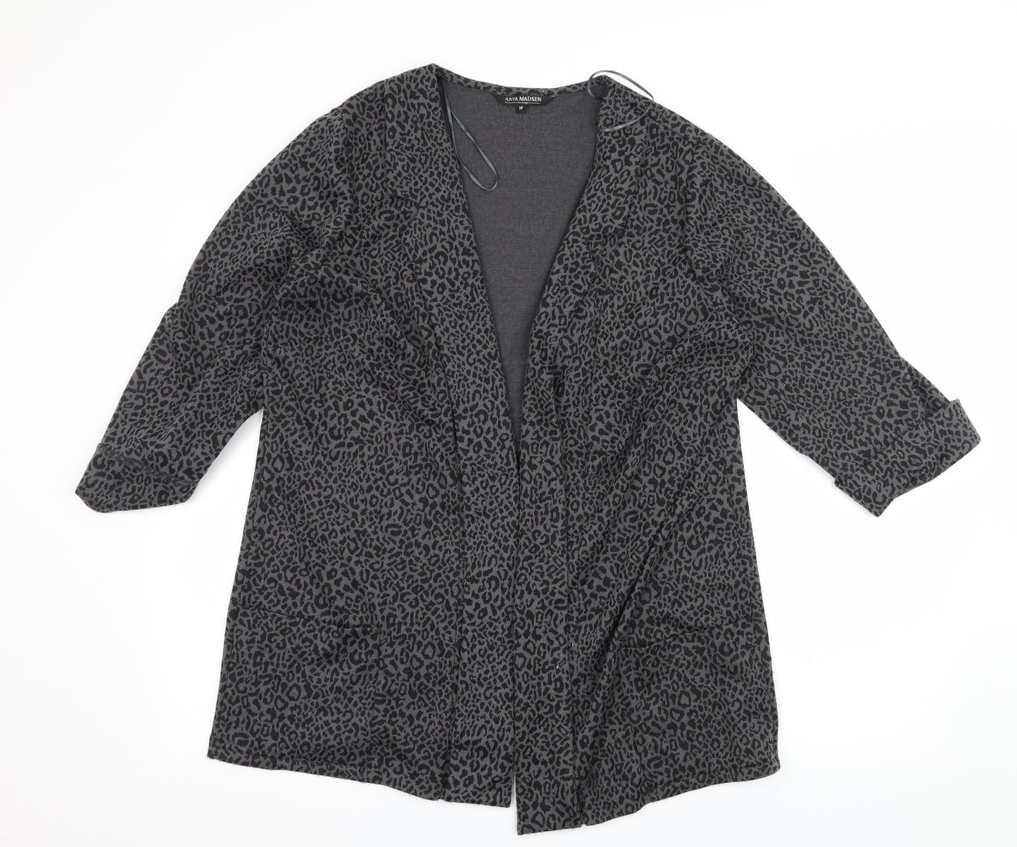 Anya Madsen Womens Grey Animal Print Jersey Jacket Blazer Size 18
