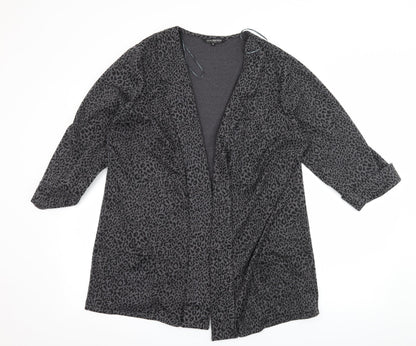 Anya Madsen Womens Grey Animal Print Jersey Jacket Blazer Size 18