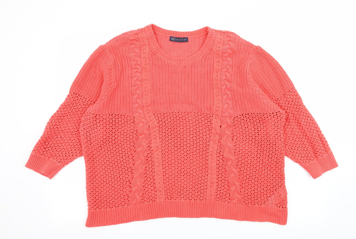 Marks & Spencer Womens Orange  Knit Pullover Jumper Size 20