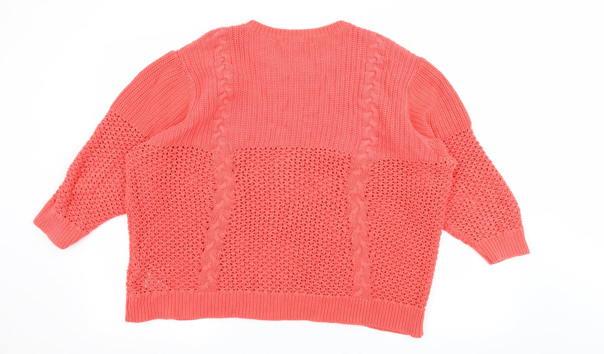 Marks & Spencer Womens Orange  Knit Pullover Jumper Size 20
