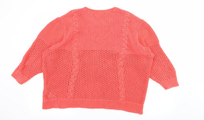 Marks & Spencer Womens Orange  Knit Pullover Jumper Size 20