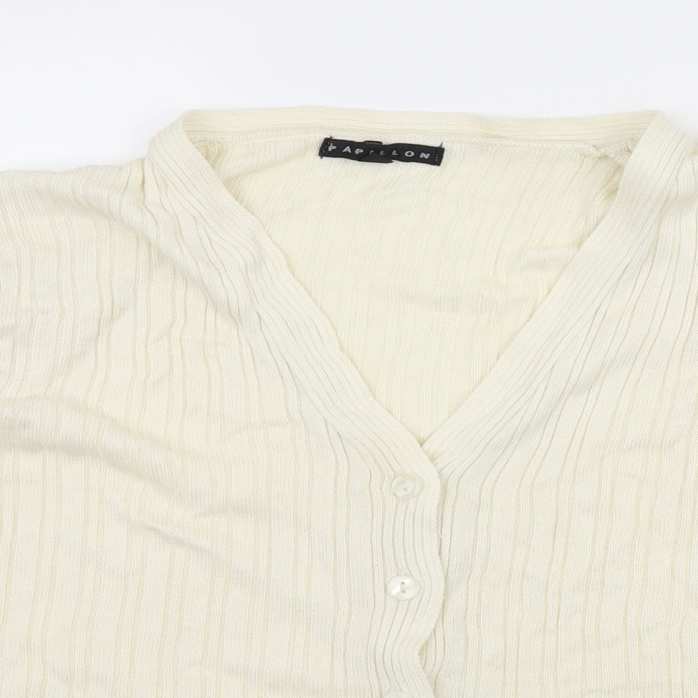 Papillon Womens Ivory  Knit Cardigan Jumper Size M