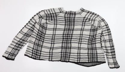 TU Womens White Houndstooth Knit Pullover Jumper Size 14